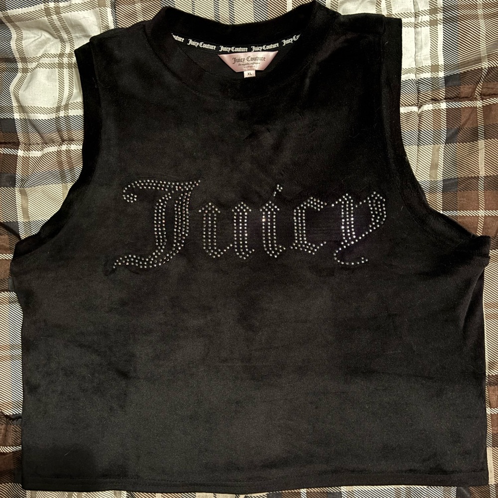 Juicy Couture Black Rhinestone JUICY Crop Top